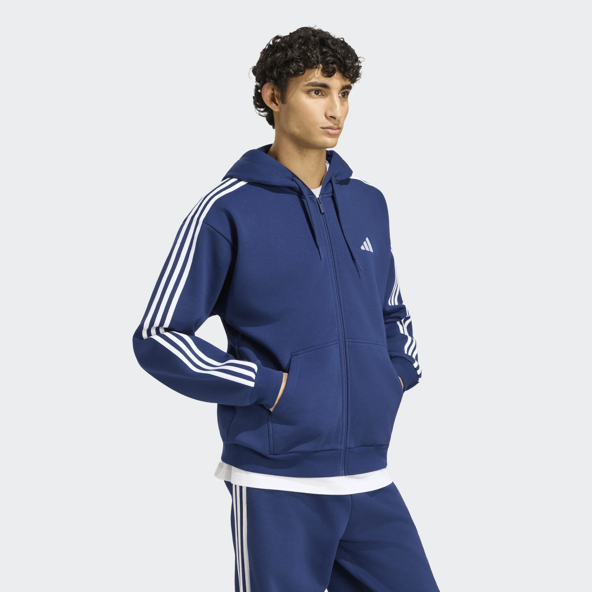Adidas 3-Stripes Fleece Full Zip Hoodie Ανδρική Ζακέτα