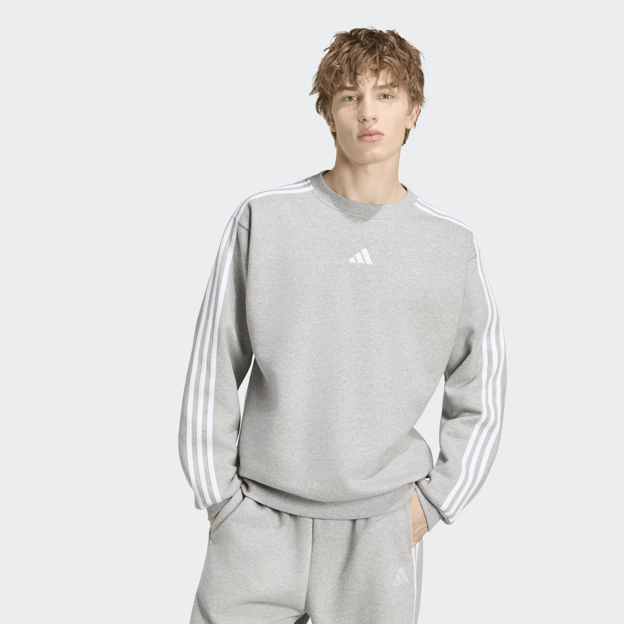 Adidas 3-Stripes Fleece Sweatshirt Ανδρικό Φούτερ Λαιμόκοψη
