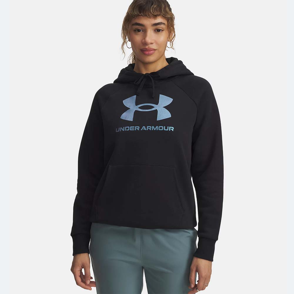 Under Armour Women's Rival Fleece Shimmer Hoodie Μαύρο - Μπλε