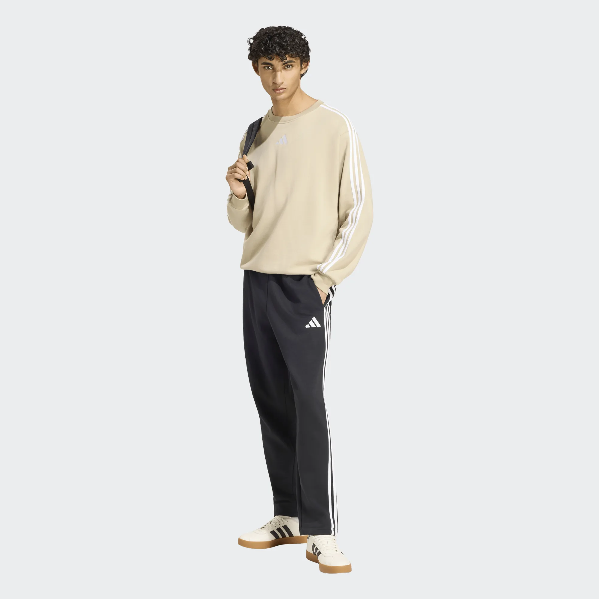 Adidas 3-Stripes Fleece Tapered Open Hem Ανδρικό Παντελόνι Φόρμας